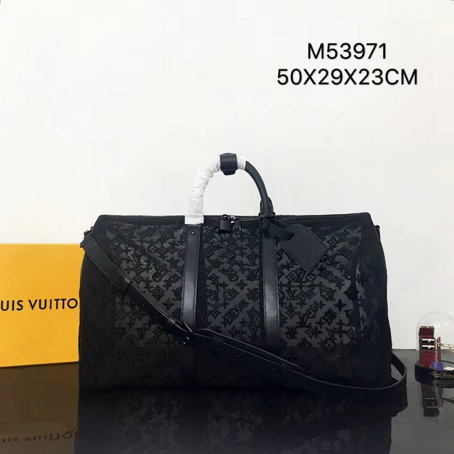 M53971 Louis Vuitton 2019 Monogram-embossed Keepall Bandouliere 50